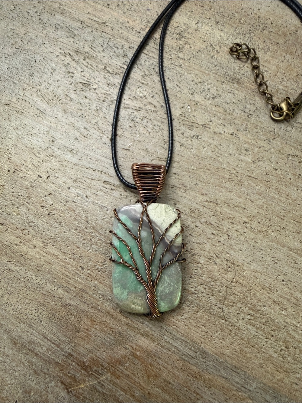 Handcrafted Green and Brown Tree of Life Pendant Necklace